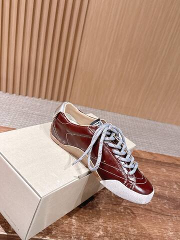 Golden Goose Super Star Burgundy White Beige Silver Skate Shoe (BS-87404)