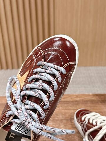 Golden Goose Super Star Burgundy White Beige Silver Skate Shoe (BS-87404)