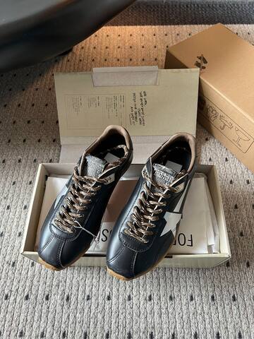Golden Goose Marathon Black Silver Brown Gum Sneaker (BS-87391)