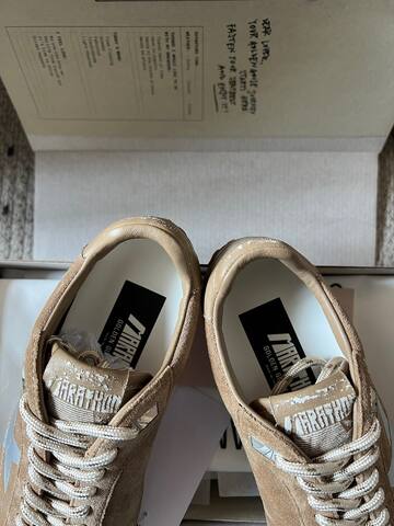 Golden Goose Marathon Tan Silver White Gum Sneaker (BS-87390)