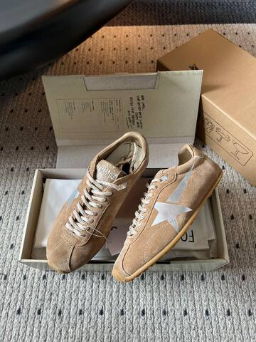 Golden Goose Marathon Tan Silver White Gum Sneaker (BS-87390)