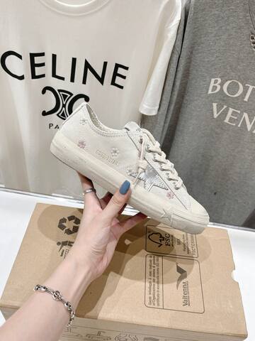 Golden Goose V Star Off White Silver Skate Shoe (BS-87497)
