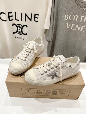 Golden Goose V Star Off White Silver Skate Shoe (BS-87497)