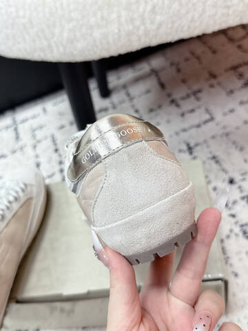 Golden Goose Super Star Off White Silver Beige Skate Shoe (BS-87417)