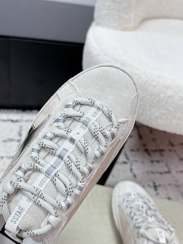 Golden Goose Super Star Off White Silver Beige Skate Shoe (BS-87417)