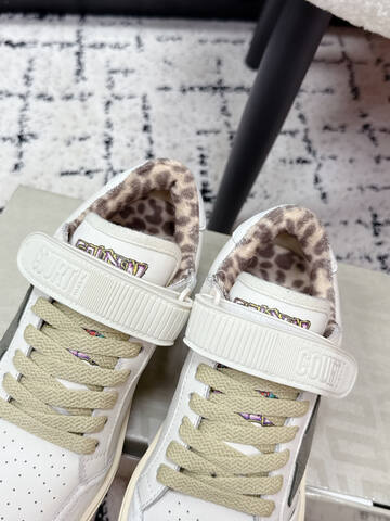 Golden Goose Court Strap White Cream Olive Beige Brown Skate Shoe (BS-87415)