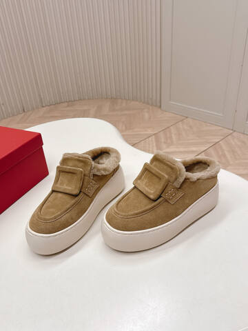 Roger Vivier NewViv Platform Mule Chestnut Beige Off White Sneaker (BS-87466)