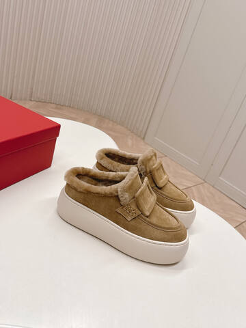 Roger Vivier NewViv Platform Mule Chestnut Beige Off White Sneaker (BS-87466)
