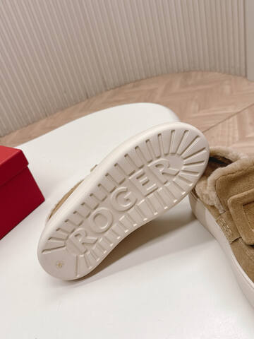 Roger Vivier NewViv Platform Mule Chestnut Beige Off White Sneaker (BS-87466)