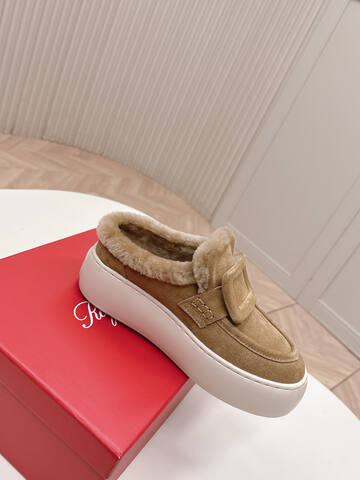 Roger Vivier NewViv Platform Mule Chestnut Beige Off White Sneaker (BS-87466)