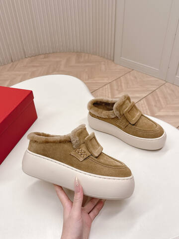 Roger Vivier NewViv Platform Mule Chestnut Beige Off White Sneaker (BS-87466)