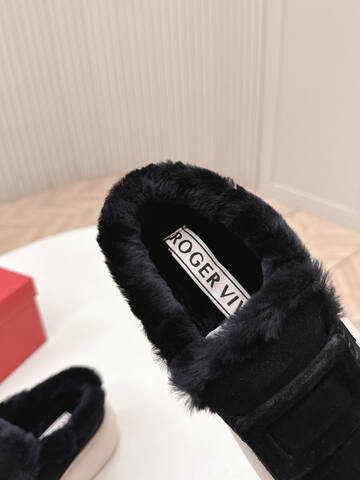 Roger Vivier NewViv Golf Fur Lined Mule Sneaker Black Off White (BS-87465)