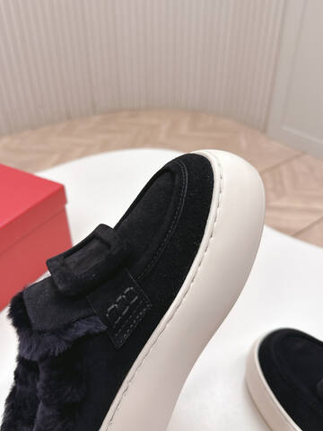 Roger Vivier NewViv Golf Fur Lined Mule Sneaker Black Off White (BS-87465)