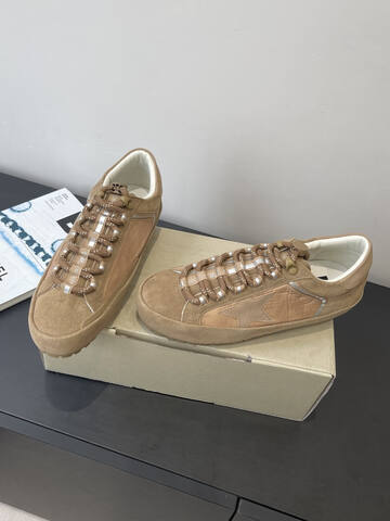 Golden Goose Super Star Tan Beige Silver Off White Skate Shoe (BS-87501)