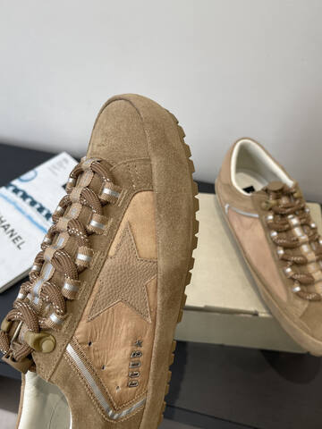 Golden Goose Super Star Tan Beige Silver Off White Skate Shoe (BS-87501)