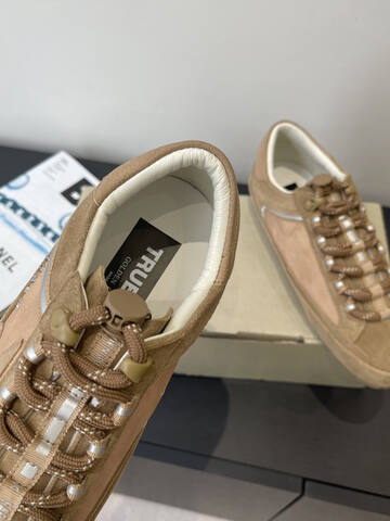 Golden Goose Super Star Tan Beige Silver Off White Skate Shoe (BS-87501)