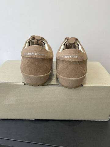 Golden Goose Super Star Tan Beige Silver Off White Skate Shoe (BS-87501)