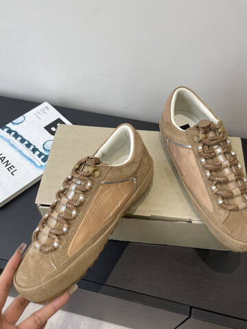 Golden Goose Super Star Tan Beige Silver Off White Skate Shoe (BS-87501)
