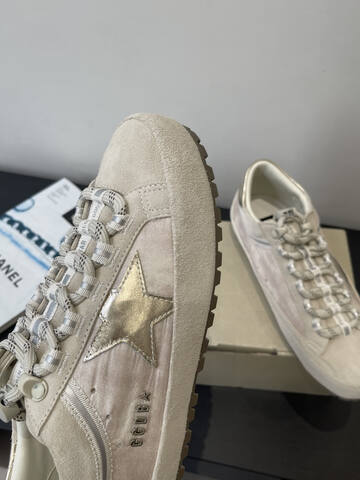 Golden Goose Super Star Beige Silver Light Brown Sneaker (BS-87500)