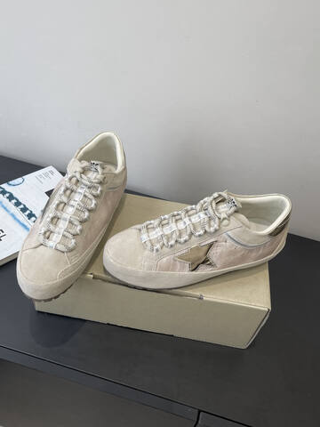 Golden Goose Super Star Beige Silver Light Brown Sneaker (BS-87500)