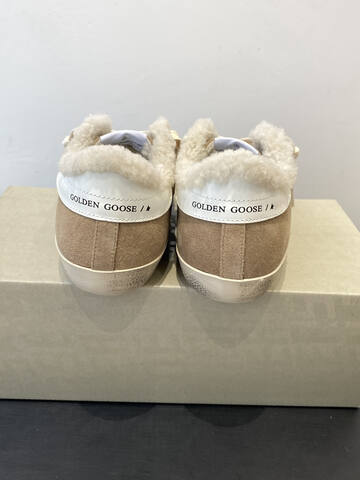 Golden Goose Super Star Shearling Tan White Cream Skate Shoe (BS-87492)