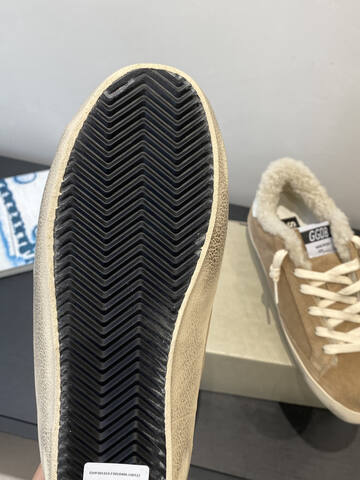 Golden Goose Super Star Shearling Tan White Cream Skate Shoe (BS-87492)