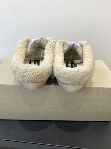 Golden Goose Super Star Sabot Shearling Tan Cream White Sneaker (BS-87491)