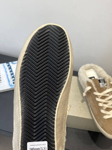 Golden Goose Super Star Sabot Shearling Tan Cream White Sneaker (BS-87491)