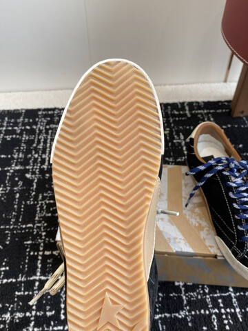 Golden Goose Super Star Black White Brown Blue Skate Shoe (BS-87414)