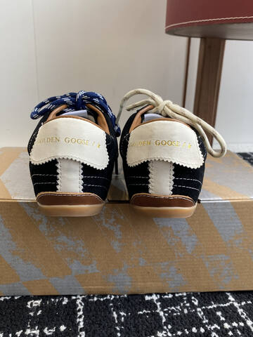 Golden Goose Super Star Black White Brown Blue Skate Shoe (BS-87414)