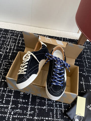 Golden Goose Super Star Black White Brown Blue Skate Shoe (BS-87414)