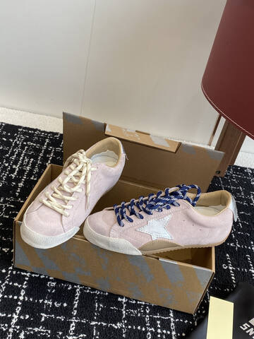 Golden Goose Super Star Light Pink White Beige Blue Skate Shoe (BS-87413)