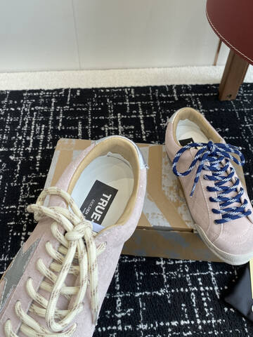 Golden Goose Super Star Light Pink White Beige Blue Skate Shoe (BS-87413)