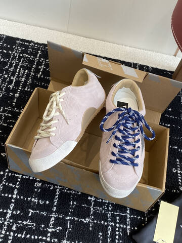 Golden Goose Super Star Light Pink White Beige Blue Skate Shoe (BS-87413)