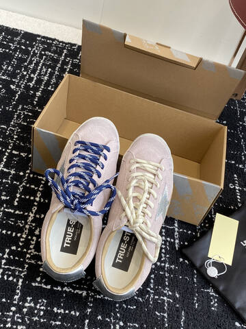 Golden Goose Super Star Light Pink White Beige Blue Skate Shoe (BS-87413)
