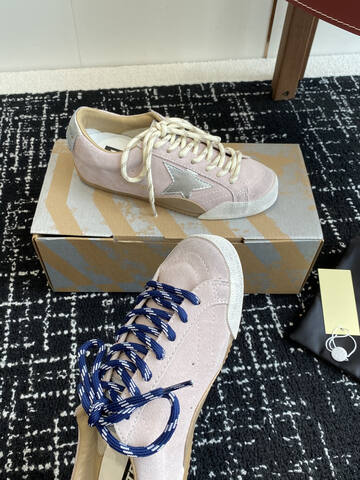 Golden Goose Super Star Light Pink White Beige Blue Skate Shoe (BS-87413)