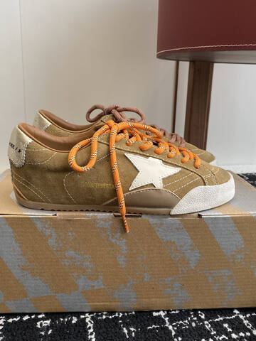 Golden Goose Super Star Tan White Orange Brown Sneaker (BS-87412)