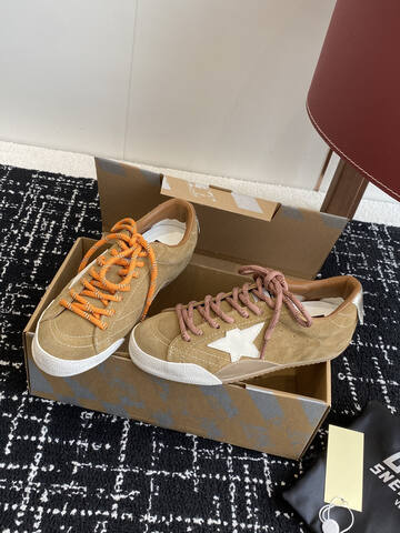 Golden Goose Super Star Tan White Orange Brown Sneaker (BS-87412)