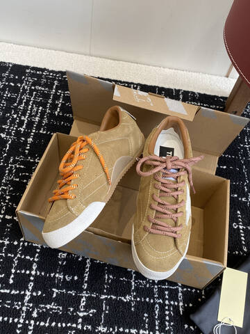 Golden Goose Super Star Tan White Orange Brown Sneaker (BS-87412)