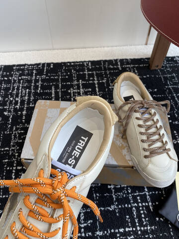 Golden Goose Truestar Off White Beige Orange Brown Silver Skate Shoe (BS-87411)