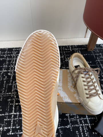 Golden Goose Truestar Off White Beige Orange Brown Silver Skate Shoe (BS-87411)