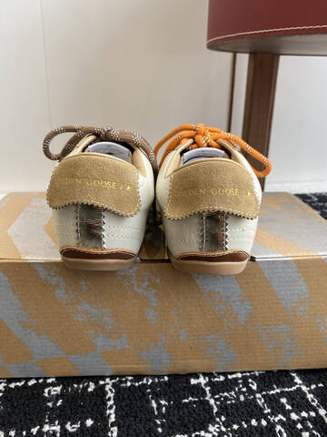 Golden Goose Truestar Off White Beige Orange Brown Silver Skate Shoe (BS-87411)