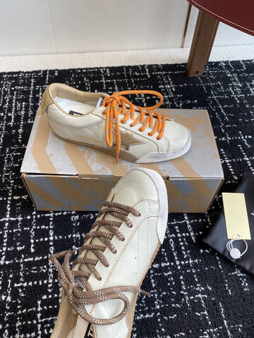 Golden Goose Truestar Off White Beige Orange Brown Silver Skate Shoe (BS-87411)
