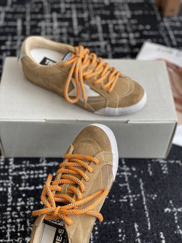 Golden Goose Super Star Tan White Orange Beige Skate Shoe (BS-87425)