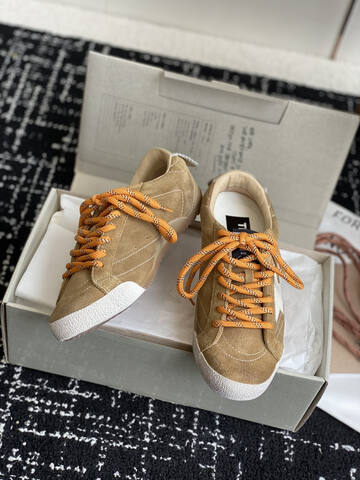 Golden Goose Super Star Tan White Orange Beige Skate Shoe (BS-87425)