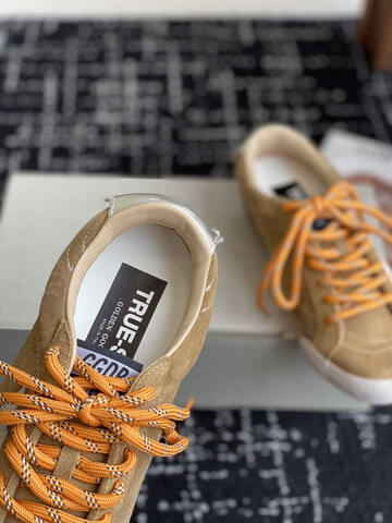 Golden Goose Super Star Tan White Orange Beige Skate Shoe (BS-87425)