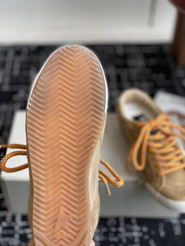 Golden Goose Super Star Tan White Orange Beige Skate Shoe (BS-87425)