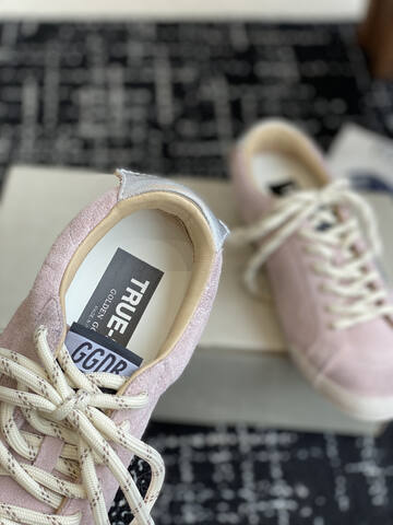 Golden Goose Super Star Light Pink White Beige Silver Skate Shoe (BS-87423)