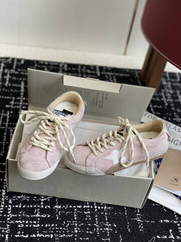 Golden Goose Super Star Light Pink White Beige Silver Skate Shoe (BS-87423)