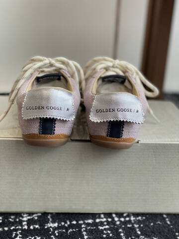 Golden Goose Super Star Light Pink White Beige Silver Skate Shoe (BS-87423)